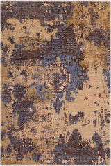 handmade Modern Modern Blue Tan Hand Knotted RECTANGLE WOOL&SILK area rug 8 x 10