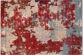 handmade Modern Modern Red Blue Hand Knotted RECTANGLE WOOL&SILK area rug 8' x 10'