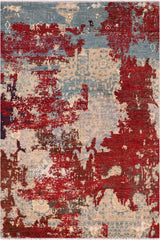 handmade Modern Modern Red Blue Hand Knotted RECTANGLE WOOL&SILK area rug 8 x 10