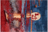 handmade Modern Modern Blue Red Hand Knotted RECTANGLE 100% WOOL area rug 8' x 10'