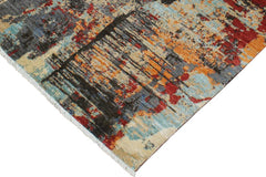 handmade Modern Modern Black Red Hand Knotted RECTANGLE WOOL&SILK area rug 4 x 6