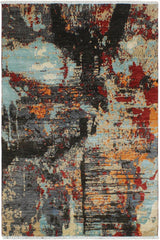 handmade Modern Modern Black Red Hand Knotted RECTANGLE WOOL&SILK area rug 4 x 6