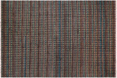 handmade Geometric Berjusta Blue Beige Hand Knotted RECTANGLE 100% WOOL area rug 9' x 12'