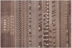 handmade Geometric Berjusta Brown Beige Hand Knotted RECTANGLE 100% WOOL area rug 9' x 12'