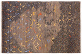 handmade Geometric Moroccan Gray Rust Hand Knotted RECTANGLE WOOL&SILK area rug 6' x 8'