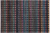 handmade Geometric Berjusta Black Blue Hand Knotted RECTANGLE 100% WOOL area rug 3' x 5'
