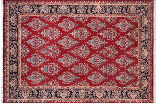 handmade Transitional Tabriz Red Black Hand Knotted RECTANGLE 100% WOOL area rug 10x15