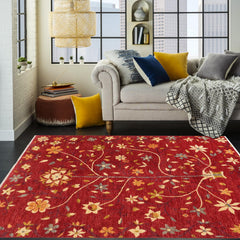 handmade Geometric Kurjean Red Gray Hand Knotted RECTANGLE 100% WOOL area rug 6x8
