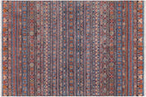 handmade Geometric Kurjean Blue Rust Hand Knotted RECTANGLE 100% WOOL area rug 5x6