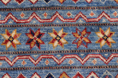 handmade Geometric Kurjean Blue Rust Hand Knotted RECTANGLE 100% WOOL area rug 5x6