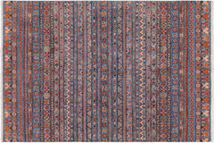 handmade Geometric Kurjean Blue Rust Hand Knotted RECTANGLE 100% WOOL area rug 5x6