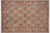 handmade Transitional William Mor Green Brown Hand Knotted RECTANGLE 100% WOOL area rug 10x14