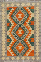 Flat Weave Kilim Antique Navaho Vintage handmade Geometric Kilim Rust Purple Hand-Woven Rectangle 100% Wool Area Rug 2x3