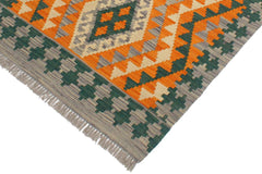 Flat Weave Kilim Antique Navaho Vintage handmade Geometric Kilim Orange Purple Hand-Woven Rectangle 100% Wool Area Rug 2x3