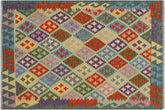 handmade Geometric Kilim Blue Green Hand-Woven RECTANGLE 100% WOOL area rug 3 x 5