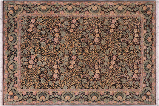handmade Transitional Imran Black Green Hand Knotted RECTANGLE 100% WOOL area rug 10x14