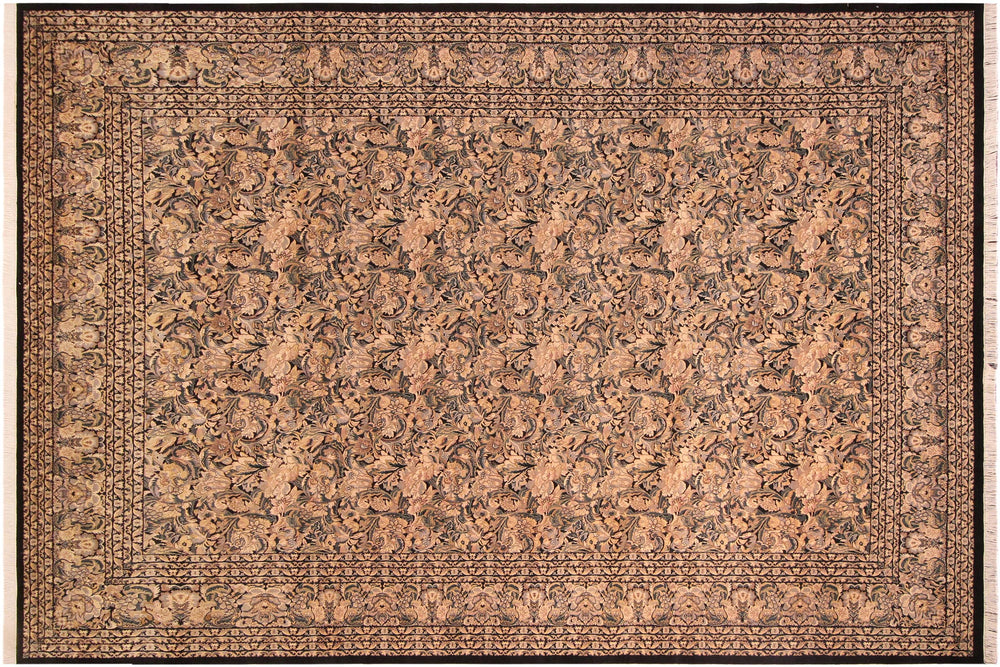 handmade Transitional Rimjim Black Gold Hand Knotted RECTANGLE 100% WOOL area rug 10x14
