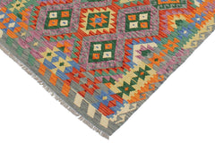 Flat Weave Kilim Antique Navaho Vintage handmade Geometric Kilim Gray Rust Hand-Woven Rectangle 100% Wool Area Rug 3x5