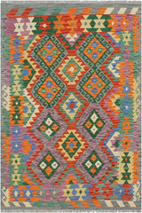 Flat Weave Kilim Antique Navaho Vintage handmade Geometric Kilim Gray Rust Hand-Woven Rectangle 100% Wool Area Rug 3x5
