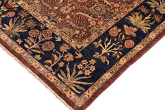 handmade Transitional Lahore Brown Blue Hand Knotted RECTANGLE 100% WOOL area rug 10' x 14'