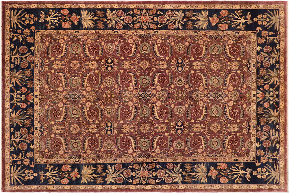 handmade Transitional Lahore Brown Blue Hand Knotted RECTANGLE 100% WOOL area rug 10' x 14'