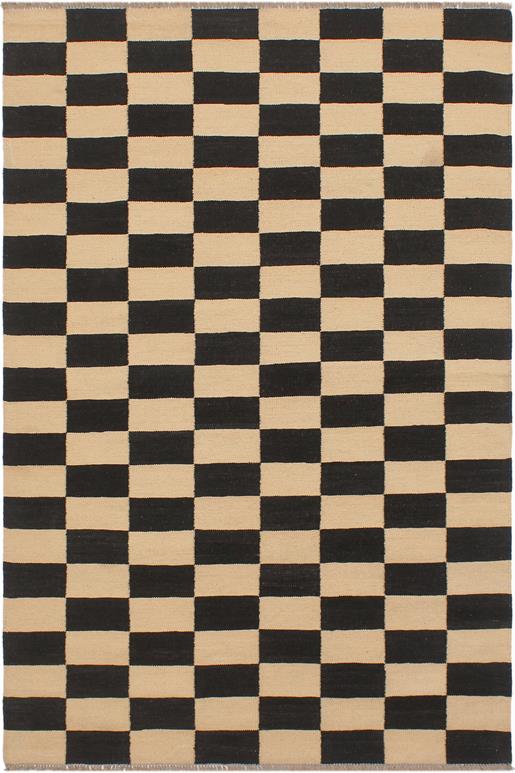 Flat Weave Kilim Antique Navaho Vintage handmade Modern Kilim Beige Black Hand-Woven Rectangle 100% Wool Area Rug 4x6