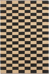 Flat Weave Kilim Antique Navaho Vintage handmade Modern Kilim Beige Black Hand-Woven Rectangle 100% Wool Area Rug 4x6