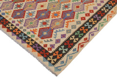 Flat Weave Kilim Antique Navaho Vintage handmade Geometric Kilim Beige Black Hand-Woven Rectangle 100% Wool Area Rug 6x8