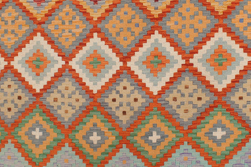 handmade Geometric Kilim Rust Beige Hand-Woven RECTANGLE 100% WOOL area rug 6 x 8