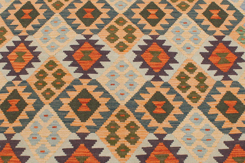 handmade Geometric Kilim Blue Beige Hand-Woven RECTANGLE 100% WOOL area rug 5 x 7