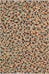 Flat Weave Kilim Antique Navaho Vintage handmade Modern Kilim Blue Rust Hand-Woven Rectangle 100% Wool Area Rug 5x6