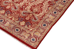 handmade Transitional Lahore Red Tan Hand Knotted RECTANGLE 100% WOOL area rug 10' x 14'