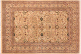 handmade Traditional Lahore Gold Beige Hand Knotted RECTANGLE 100% WOOL area rug 10x15