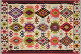 handmade Geometric Kilim Beige Red Hand-Woven RECTANGLE 100% WOOL area rug 6 x 8