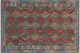 handmade Geometric Kilim Green Red Hand-Woven RECTANGLE 100% WOOL area rug 6 x 8