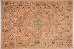 handmade Traditional Tan Gold Hand Knotted RECTANGLE 100% WOOL area rug 10' x 14'