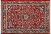 handmade Traditional Kazveen Red Blue Hand Knotted RECTANGLE WOOL&SILK area rug 10x14