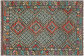 handmade Geometric Kilim Green Red Hand-Woven RECTANGLE 100% WOOL area rug 4' x 6'