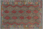 handmade Geometric Kilim Charcoal Red Hand-Woven RECTANGLE 100% WOOL area rug 5 x 7
