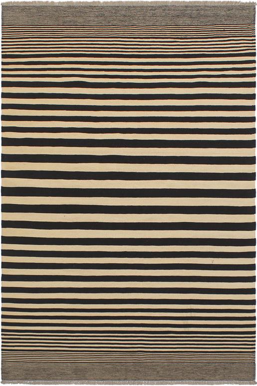 Flat Weave Kilim Antique Navaho Vintage handmade Modern Kilim Beige Black Hand-Woven Rectangle 100% Wool Area Rug 6x8