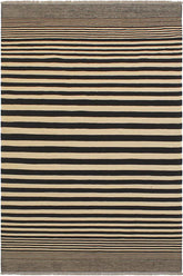 Flat Weave Kilim Antique Navaho Vintage handmade Modern Kilim Beige Black Hand-Woven Rectangle 100% Wool Area Rug 6x8