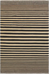 Flat Weave Kilim Antique Navaho Vintage handmade Modern Kilim Beige Black Hand-Woven Rectangle 100% Wool Area Rug 6x8