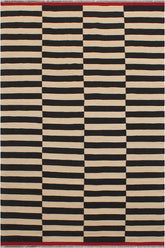 Flat Weave Kilim Antique Navaho Vintage handmade Modern Kilim Beige Black Hand-Woven Rectangle 100% Wool Area Rug 6x8
