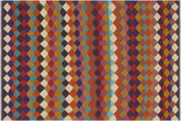 handmade Modern Kilim Blue Beige Hand-Woven RECTANGLE 100% WOOL area rug 6x8