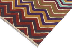 Flat Weave Kilim Antique Navaho Vintage handmade Modern Kilim Blue Beige Hand-Woven Rectangle 100% Wool Area Rug 5x7