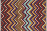 handmade Modern Kilim Blue Beige Hand-Woven RECTANGLE 100% WOOL area rug 5x7