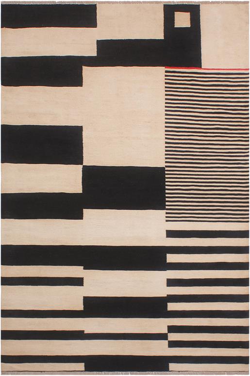 Flat Weave Kilim Antique Navaho Vintage handmade Modern Kilim Ivory Black Hand-Woven Rectangle 100% Wool Area Rug 6x8