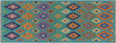 handmade Modern Kilim Blue Rust Hand-Woven RUNNER 100% WOOL area rug 3x6