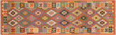 handmade Geometric Kilim Blue Rust Hand-Woven RUNNER 100% WOOL area rug 3 x 10