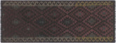 handmade Modern Kilim Brown Black Hand-Woven RUNNER 100% WOOL area rug 3' x 8'